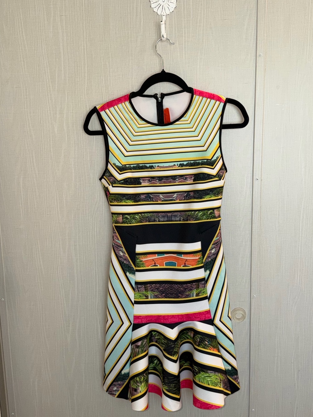 Clover Canyon Skater Dress Artsy Fun Scuba Neoprene Women’s Size Small